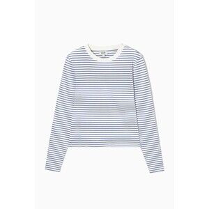 COS Striped Cotton Crew Neck White Blue XS Long Sleeve